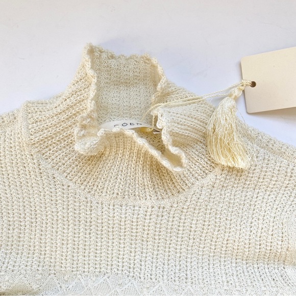 Doen Alpaca and silk mock neck lightweight cream sweater top - Picture 12 of 14